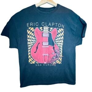 Eric Clapton Slowhand  Cream Vintage Dot Guitar 2022 Black Tour Tee Mens Sz XL